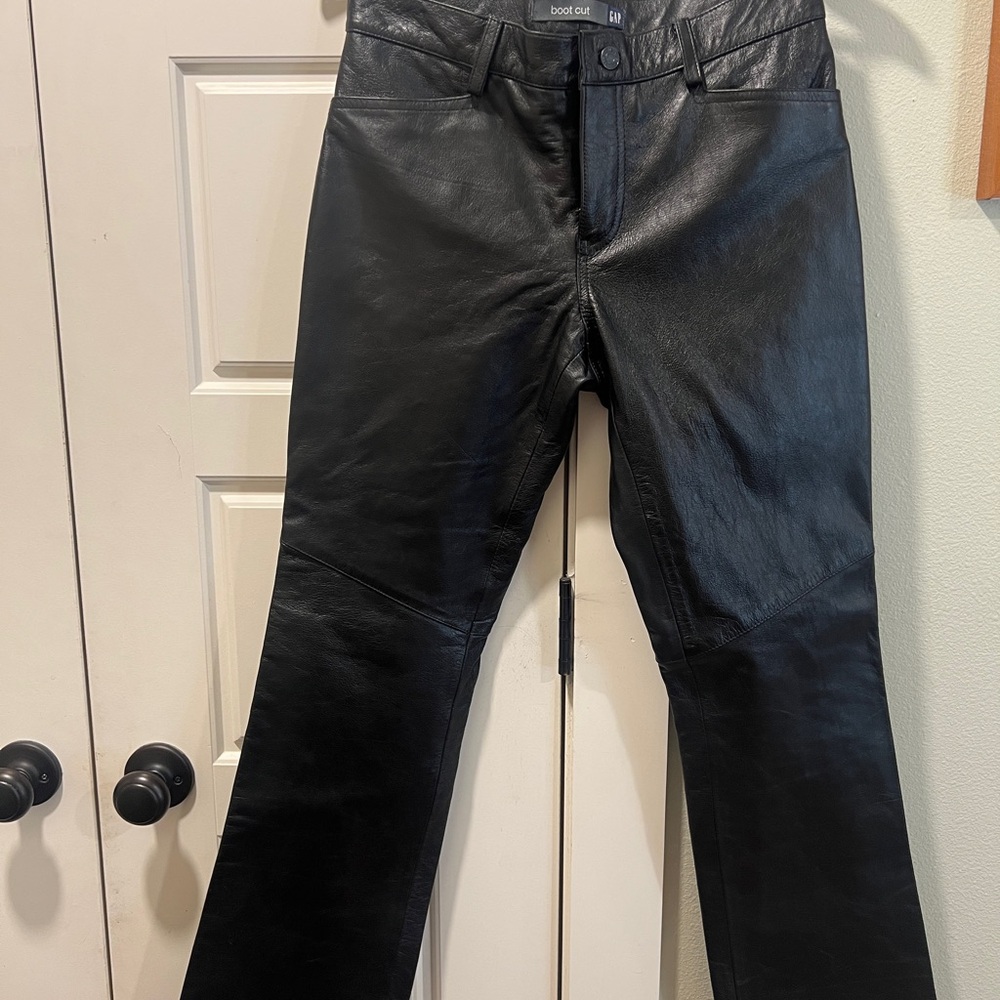 GAP Black Leather Bootcut Pants Y2K
